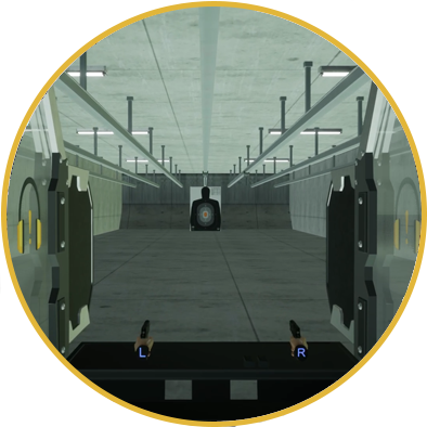 Immerse yourself in a virtual reality shooting range designed to enhance your focus and precision
